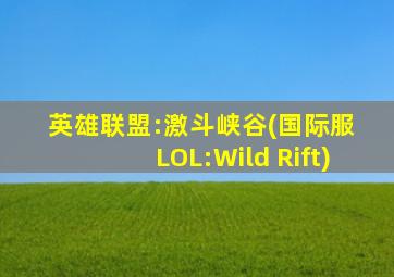 英雄联盟:激斗峡谷(国际服 LOL:Wild Rift)